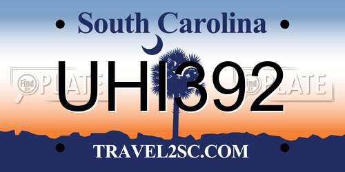 UHI392 South Carolina License Plate