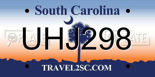 UHJ298 South Carolina License Plate