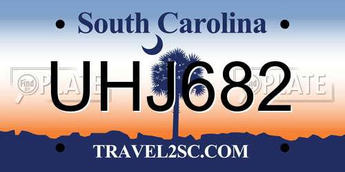 UHJ682 South Carolina License Plate