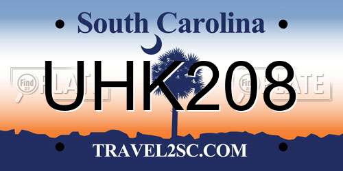 UHK208 South Carolina License Plate