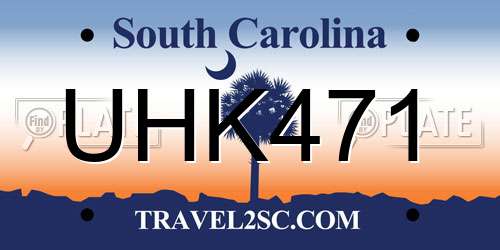 UHK471 South Carolina License Plate
