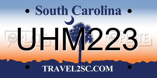 UHM223 South Carolina License Plate
