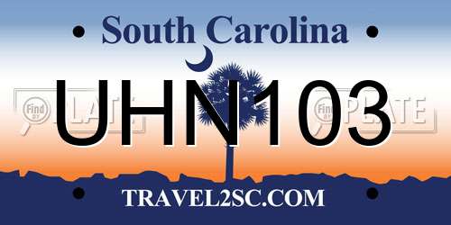 UHN103 South Carolina License Plate