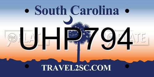 UHP794 South Carolina License Plate