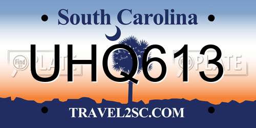 UHQ613 South Carolina License Plate
