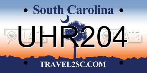 UHR204 South Carolina License Plate