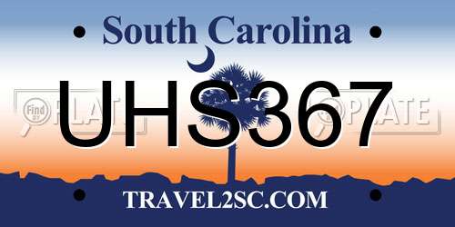 UHS367 South Carolina License Plate