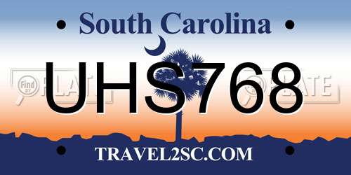 UHS768 South Carolina License Plate