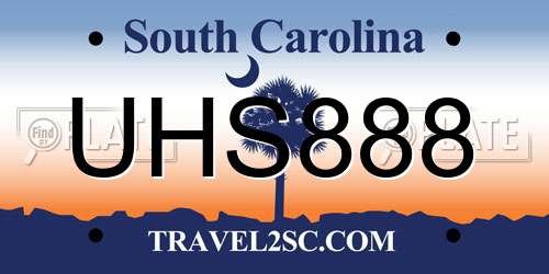 UHS888 South Carolina License Plate