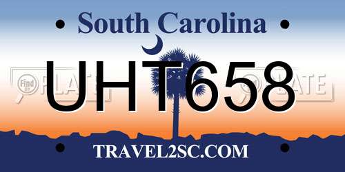 UHT658 South Carolina License Plate
