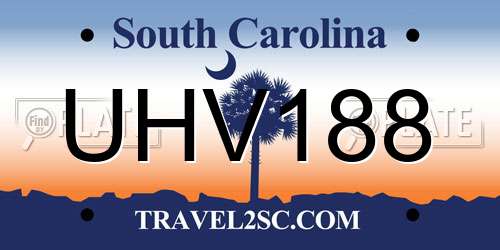 UHV188 South Carolina License Plate