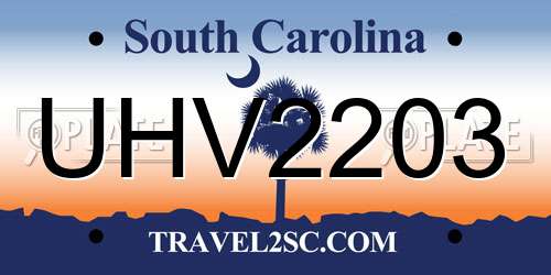UHV2203 South Carolina License Plate