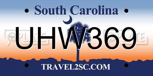 UHW369 South Carolina License Plate