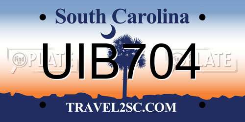 UIB704 South Carolina License Plate