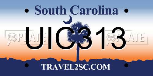 UIC313 South Carolina License Plate