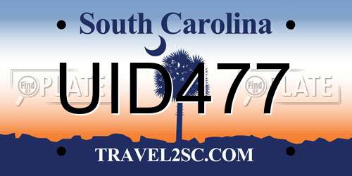 UID477 South Carolina License Plate