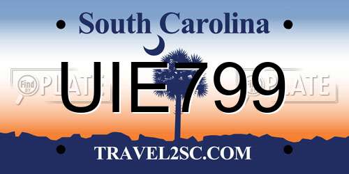 UIE799 South Carolina License Plate
