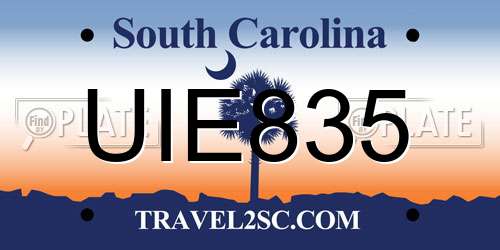 UIE835 South Carolina License Plate