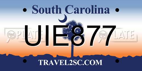 UIE877 South Carolina License Plate