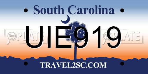 UIE919 South Carolina License Plate