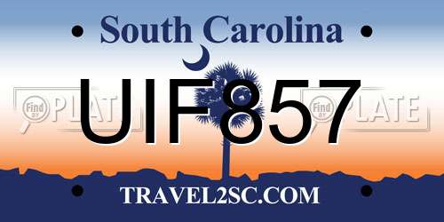 UIF857 South Carolina License Plate