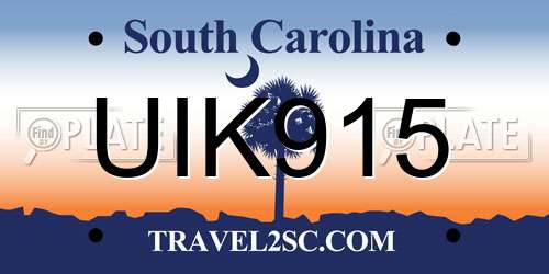 UIK915 South Carolina License Plate