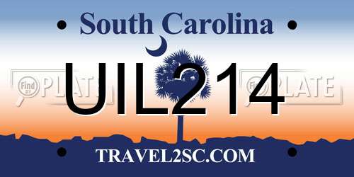UIL214 South Carolina License Plate