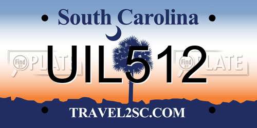 UIL512 South Carolina License Plate