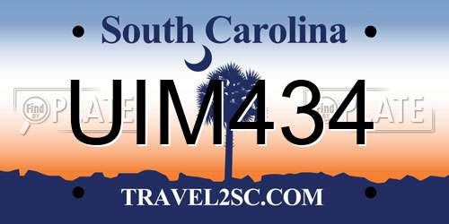 UIM434 South Carolina License Plate