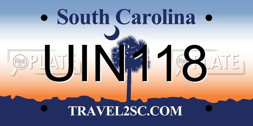 UIN118 South Carolina License Plate