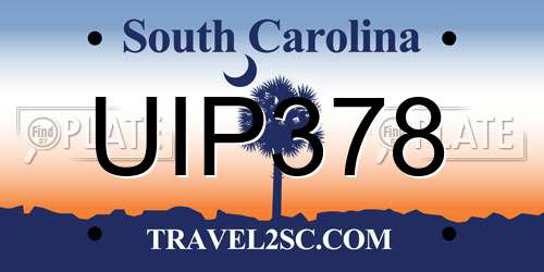 UIP378 South Carolina License Plate