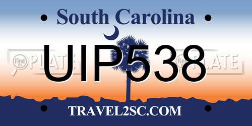 UIP538 South Carolina License Plate