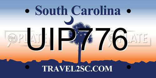 UIP776 South Carolina License Plate