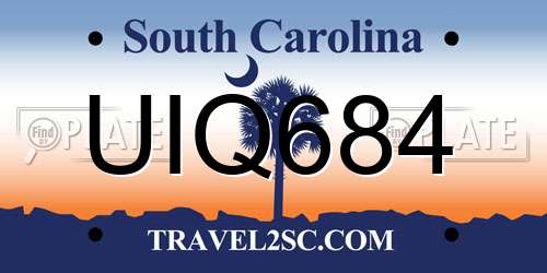 UIQ684 South Carolina License Plate
