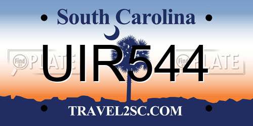 UIR544 South Carolina License Plate