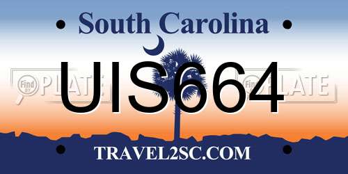 UIS664 South Carolina License Plate