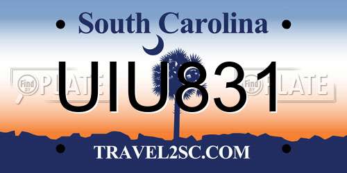 UIU831 South Carolina License Plate