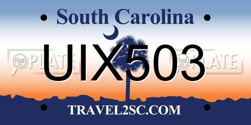 UIX503 South Carolina License Plate