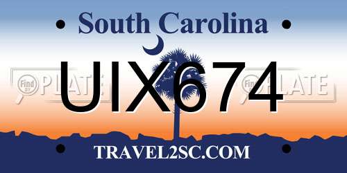 UIX674 South Carolina License Plate