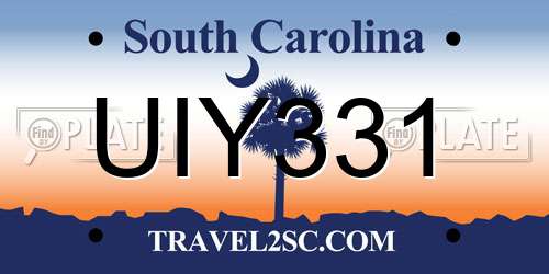 UIY331 South Carolina License Plate