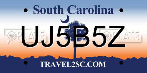 UJ5B5Z South Carolina License Plate