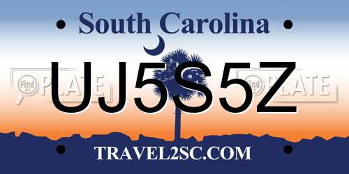 UJ5S5Z South Carolina License Plate