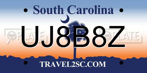 UJ8B8Z South Carolina License Plate