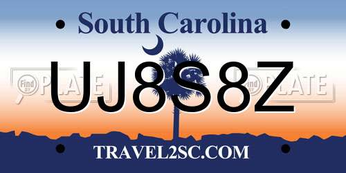 UJ8S8Z South Carolina License Plate