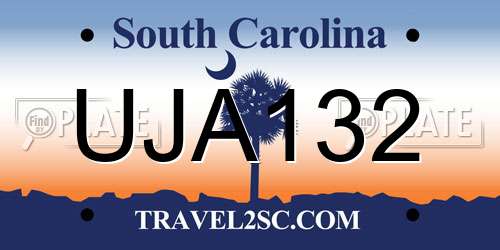 UJA132 South Carolina License Plate