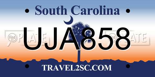 UJA858 South Carolina License Plate