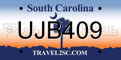 UJB409 South Carolina License Plate