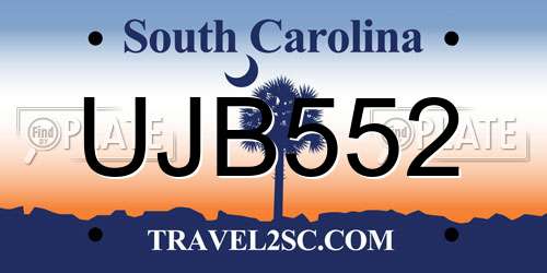 UJB552 South Carolina License Plate