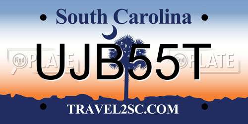 UJB55T South Carolina License Plate