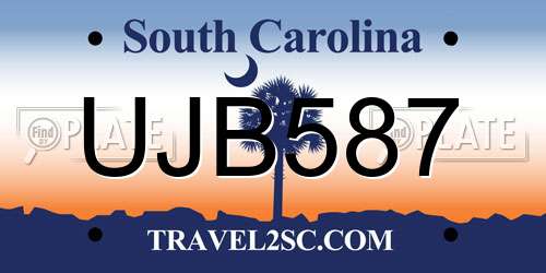UJB587 South Carolina License Plate
